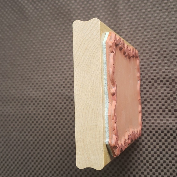 Ribbon Bow Border Frame Wood Mounted Rubber Stamp, Vintage, 4"x5" No Brand Label - Picture 5 of 8